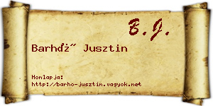 Barhó Jusztin névjegykártya